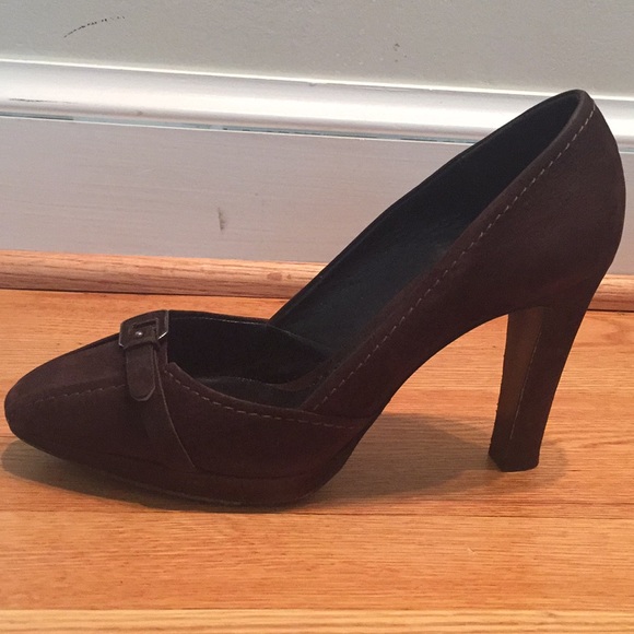 Giorgio Armani dark brown suede heels - Picture 3 of 6